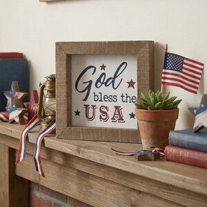 God Bless The USA Wood Wall Decoration Home Decor 4th of July Gift